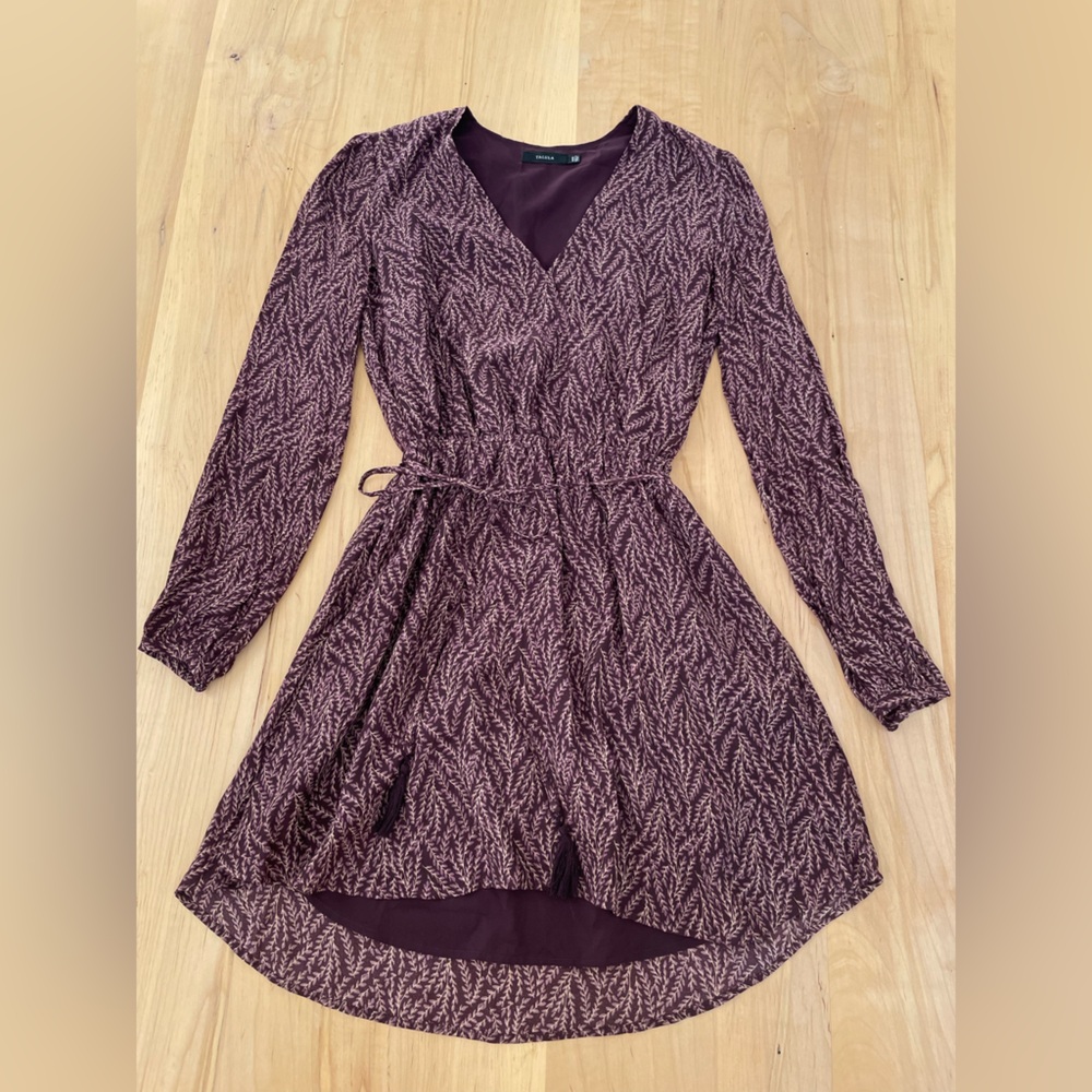 Aritzia Talula Purple A-Line Long Sleeve Dress